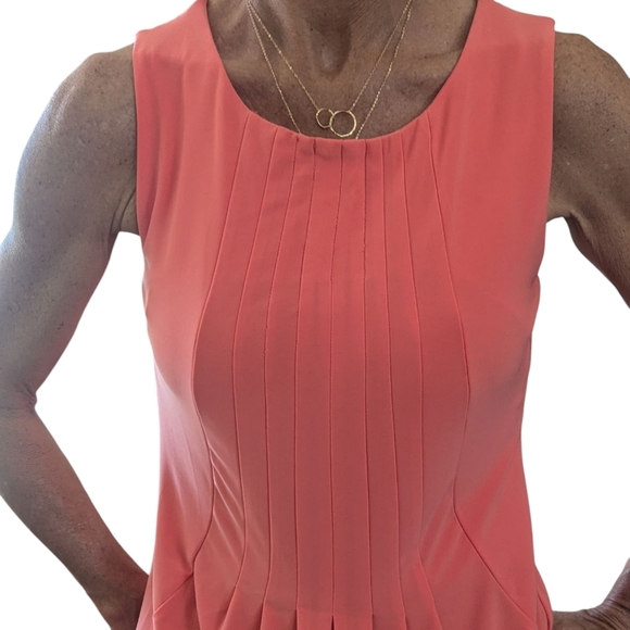 NWOT Catherine Malandrino Sleeveless Pleated Classic Mini Orange Dress Size S - Picture 14 of 14
